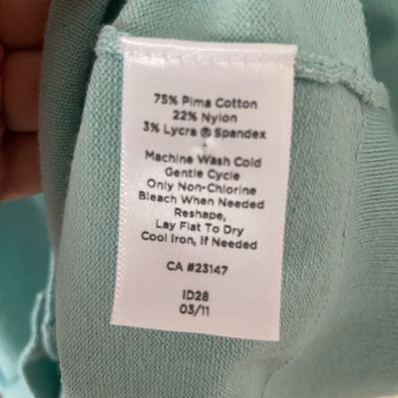 Talbots Prima cotton summer cardigan size M in sea foam color - Picture 2 of 3